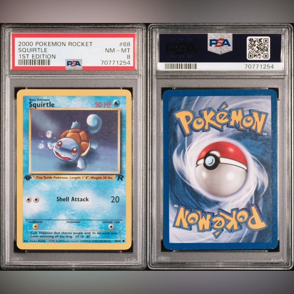 1st Edition Squirtle PSA 8 NM Near Mint - Vintage 68/82 Team Rocket Poke…